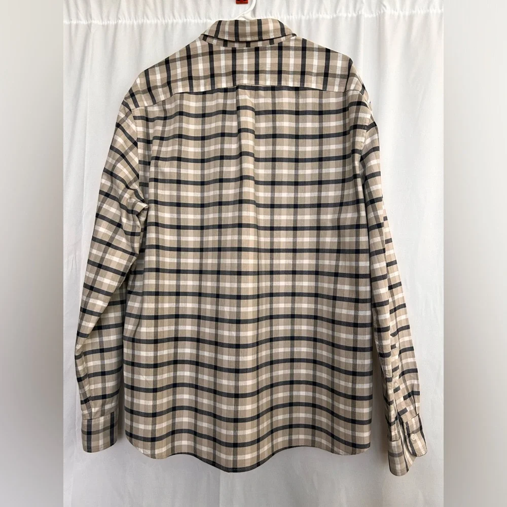 J. Crew Flex Oxford Button-Up Shirt Plaid Long Sleeve 100% Linen Size XL